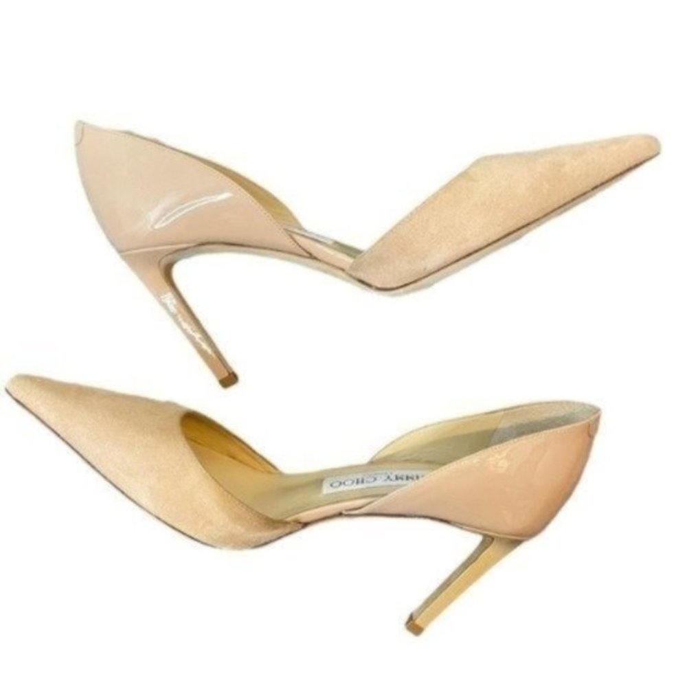 Jimmy Choo Patent Leather Nude Suede D’Orsay Heels Size 6